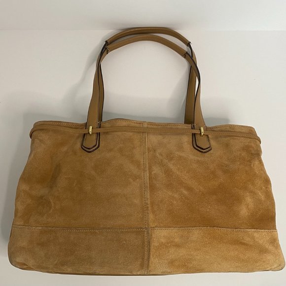 SOLD - Coach Honey Beige Suede Large Bag - Picture 2 of 5